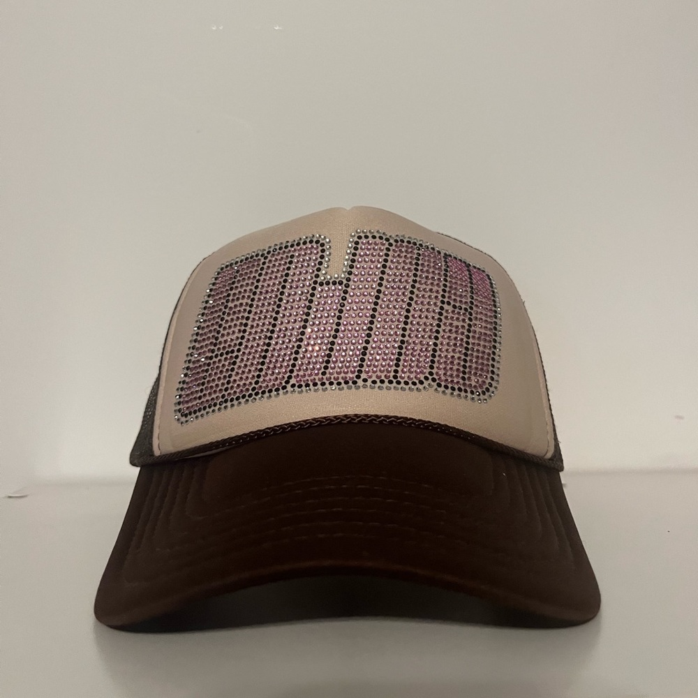 Chocolate brown bedazzled trucker hat